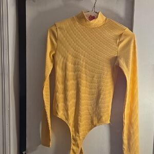 Yellow Ribbed Bodysuit By Streetwear Society